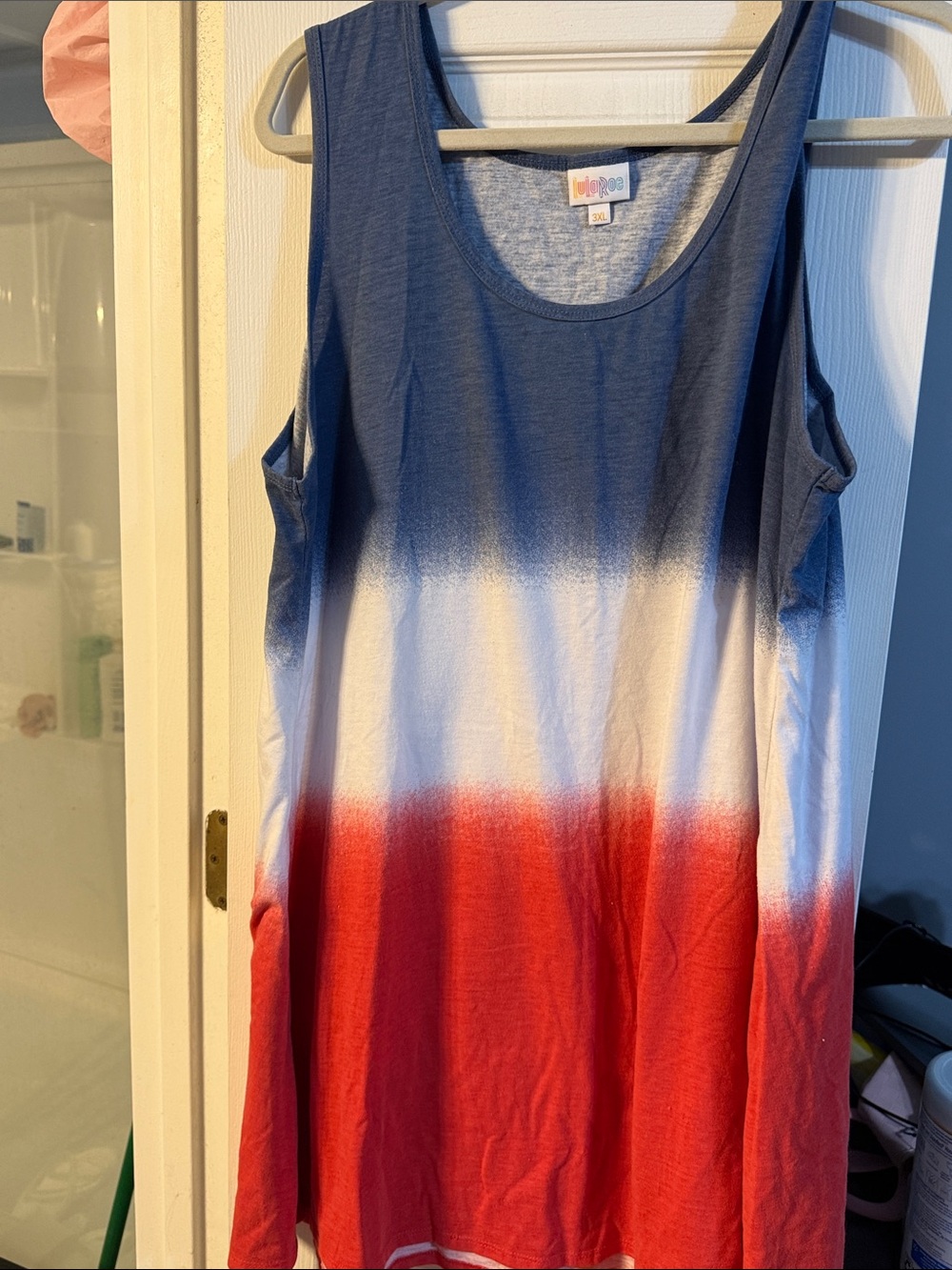 Tie-Dye Ombre Tank Dress - Blue White Red